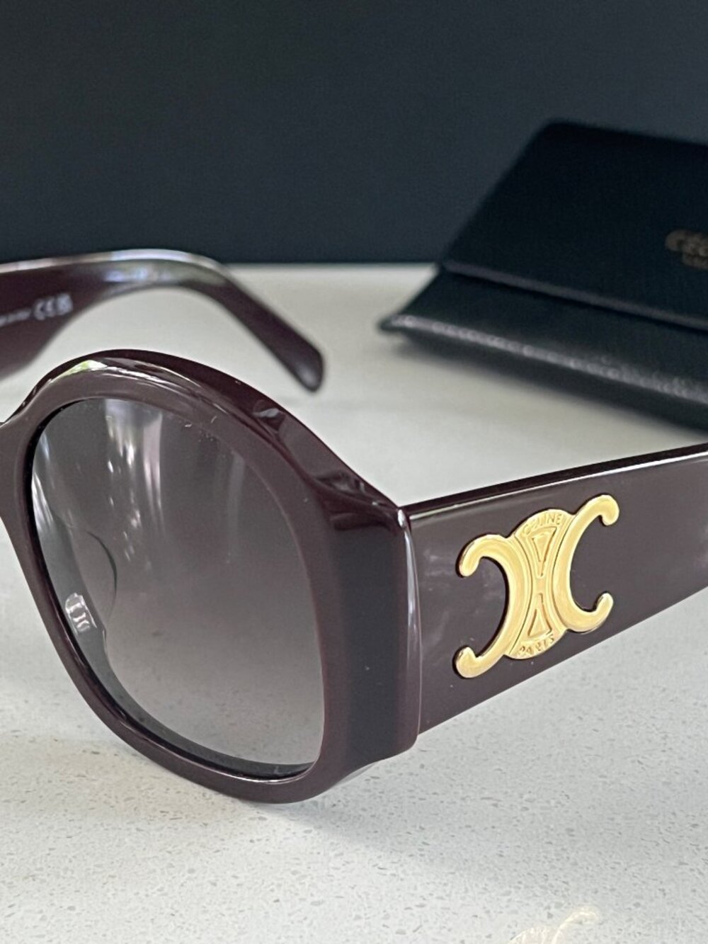 Celine CL40305U 48F Gradient  Deep Purple bold round sunglasses gold logo - Picture 4 of 10